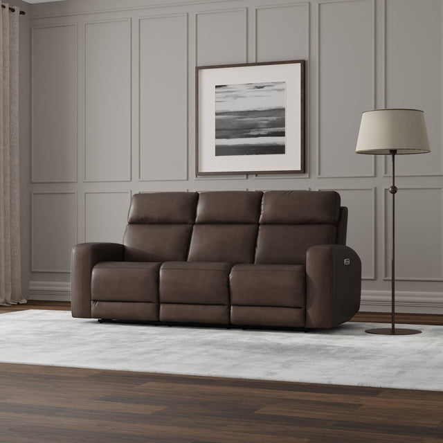 NiceLink Marlowe Top Grain Leather Power Sofa with Lumbar Support Q0