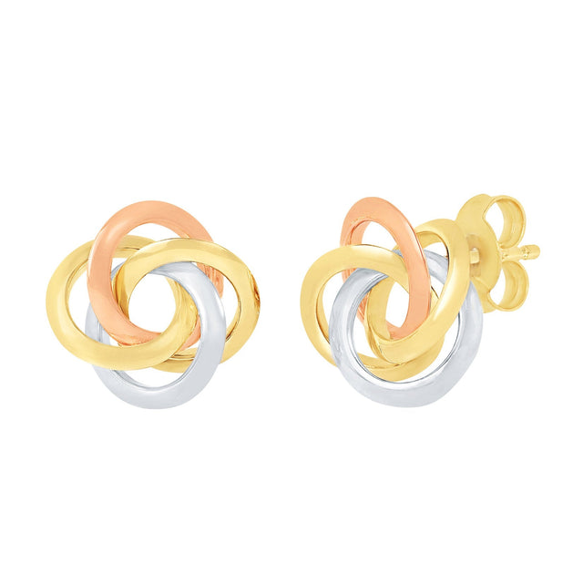 High Polish Love Knot Earrings in Tri-colour Gold X1