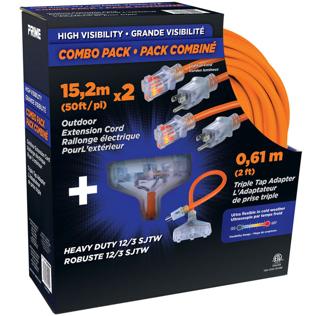 PRIME 50 ft Outdoor Extension Cord, 2-pack O1