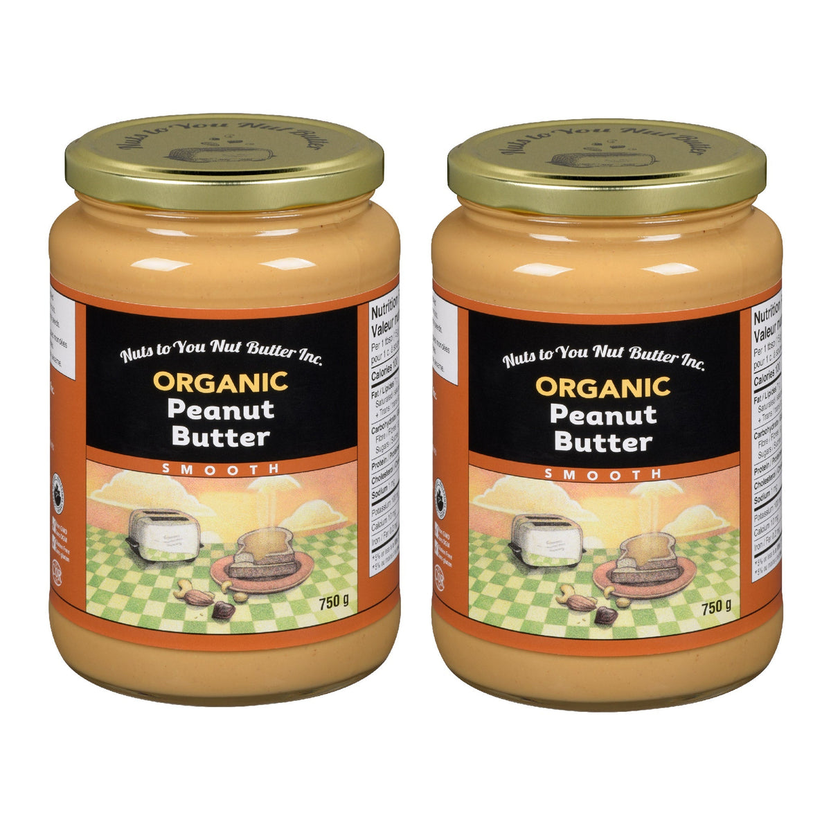 Nuts to You Organic Smooth Peanut Butter, 2 × 750 g