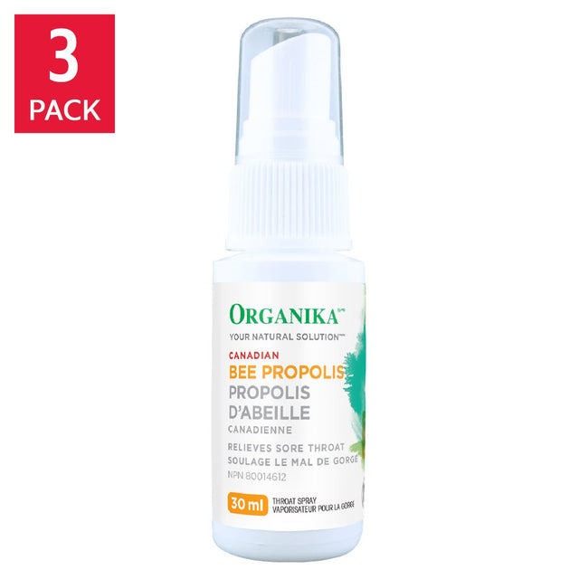 Organika Bee Propolis Throat Spray Alcohol Free, 3 x 30 mL C4