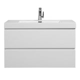 SERA CAPRI Glossy White Wall-Hung Vanity with Glossy White Polymarble Countertop