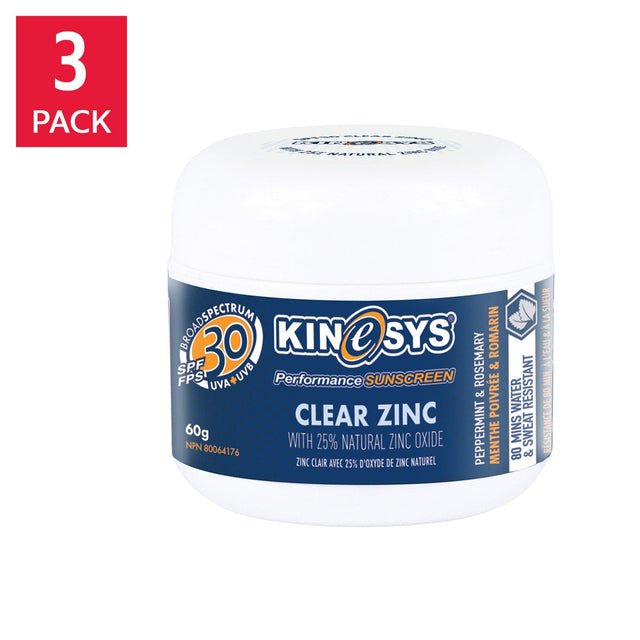 KINeSYS Clear Zinc with 25% Zinc Oxide SPF 30, 3 x 60 g X7