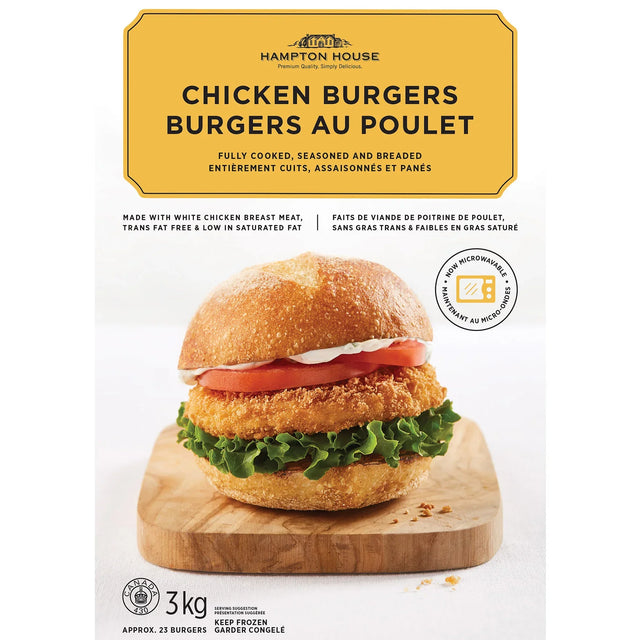 Hampton House Frozen Chicken Burgers, 3 kg H6