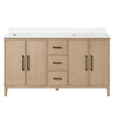 OVE Decors Codey Vanity in Sahara Birch Finish with Calacatta Quartz Countertop