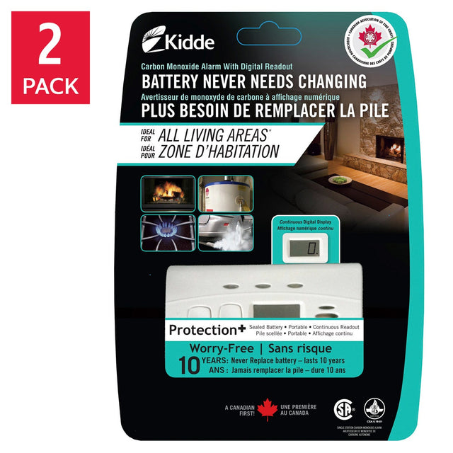 Kidde 10-year Battery Operated Carbon Monoxide Alarm, 2-pack P0