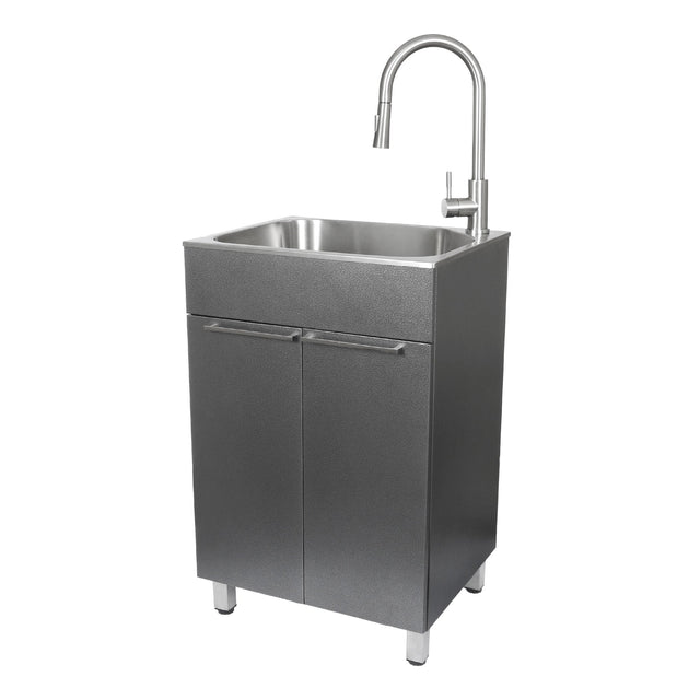 Transform Silver 22 in. All-in-one Utility Sink with Cabinet and Faucet J3