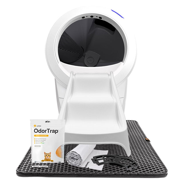 Litter-Robot 4 Self Cleaning Electric Cat Litter Box Exclusive Bundle, White R1