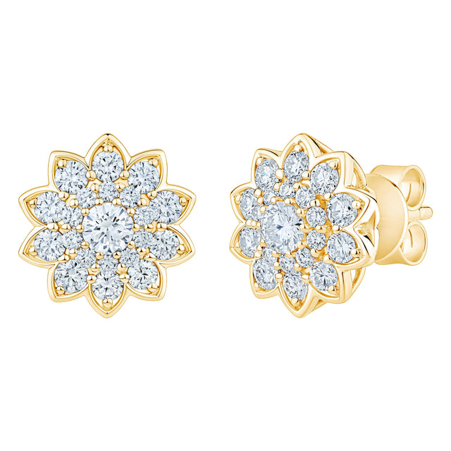 Round Brilliant Diamond Floral Earrings (1.00 ctw) E6