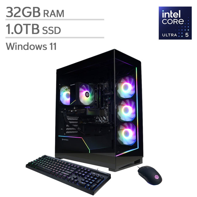 CyberPowerPC Gamer Xtreme Gaming Desktop, Intel Core Ultra 5 225F - 32GB RAM, 1TB SSD, 8GB NVIDIA GeForce RTX 5060 V4