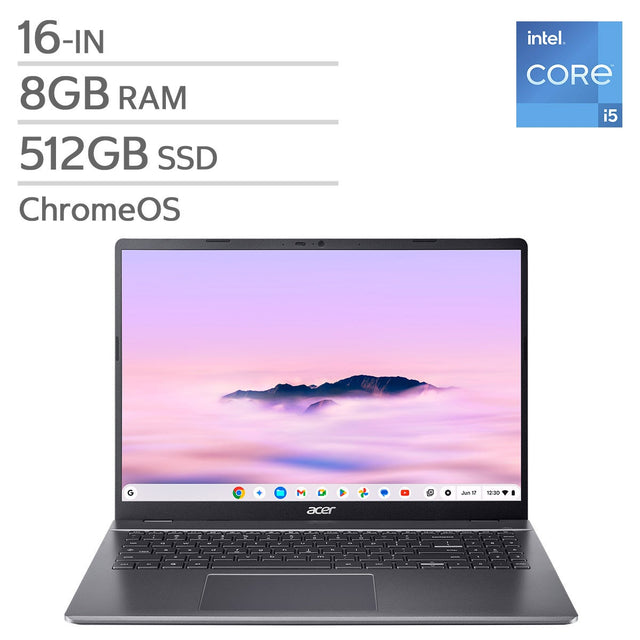 Acer 16-in. Chromebook Plus, Intel Core i5-1334U – 8GB RAM, 512GB SSD P7