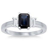 Emerald Cut Sapphire and Diamond Ring (0.43 ctw)