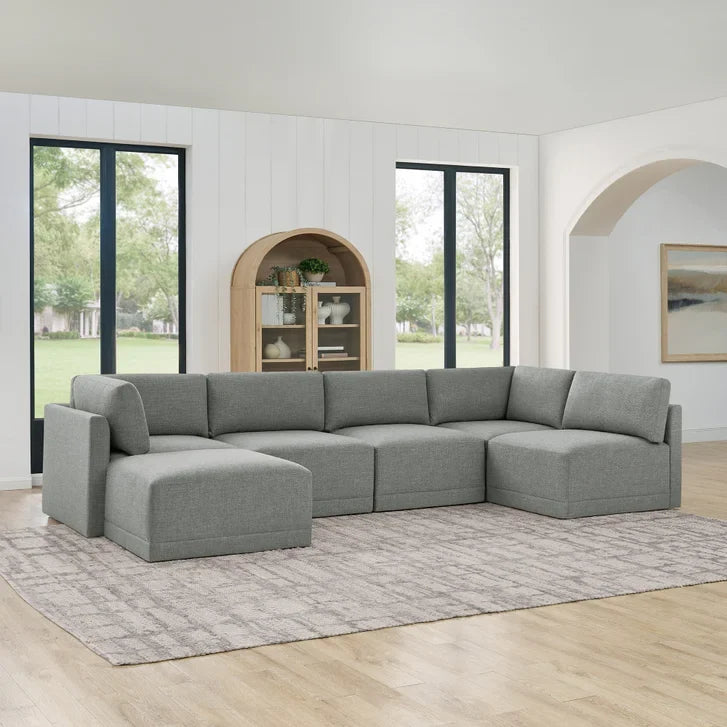 Thomasville Fallon 6-piece Modular Fabric Sectional with Ottoman