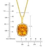 Cushion Cut Citrine and Diamond Pendant (0.13 ctw)