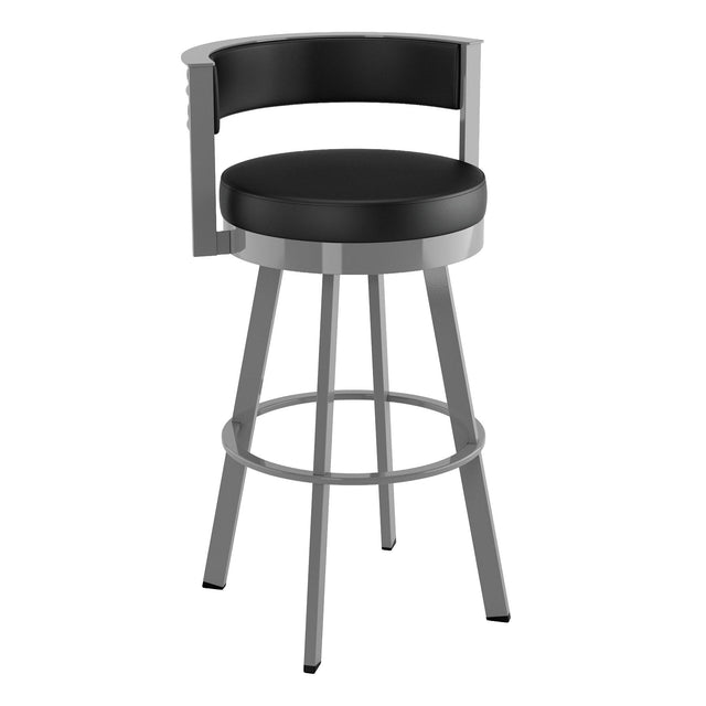 Amisco Browser Grey Frame with Black seat Bar or Counter Stool R6