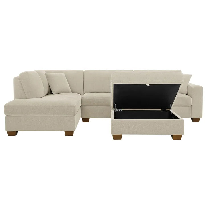 Thomasville Miles 3-piece Left-hand Facing Fabric Sectional with Storage Ottoman