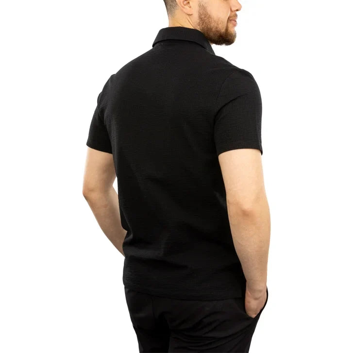 Calvin Klein Men's Seersucker Button-down Short Sleeve Shirt