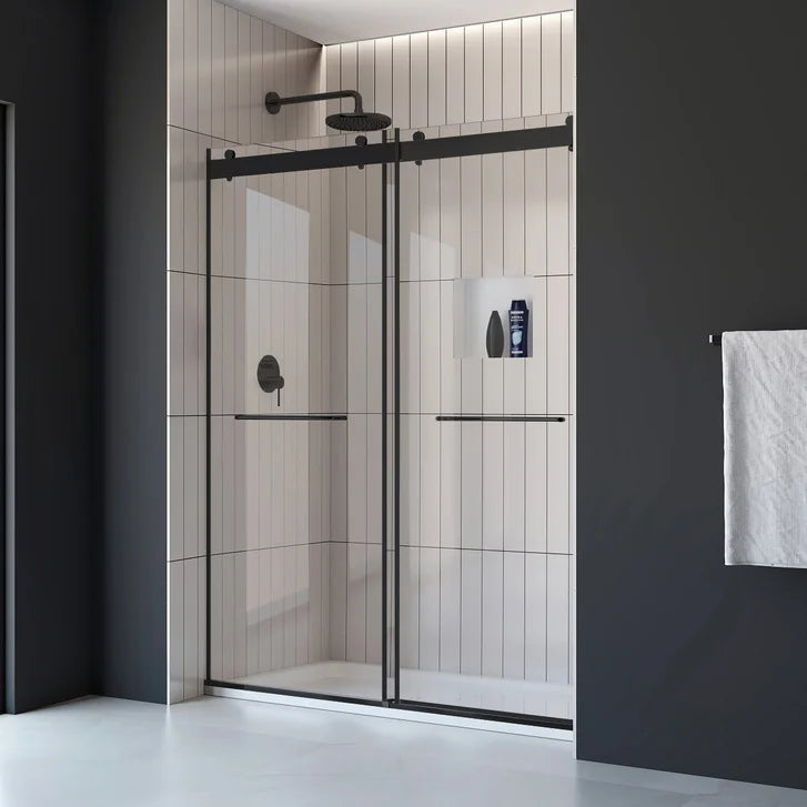 Appollo Geneva 60 in. Alcove Shower Kit in Matte Black