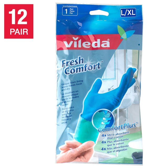 Vileda Fresh Comfort Gloves, Large/X-Large Size, 12-pack O1