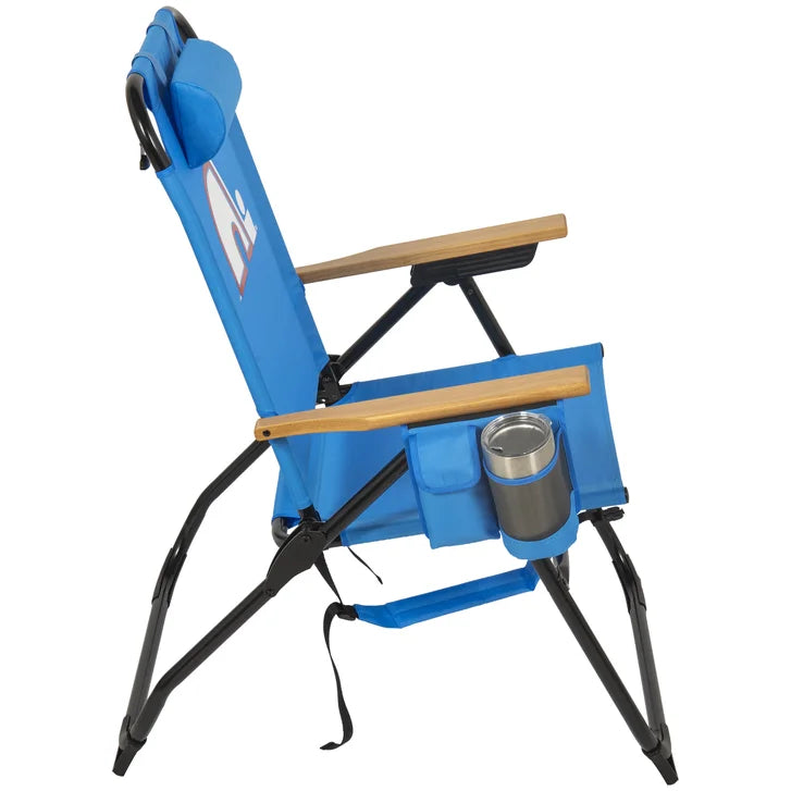 NHL 4-Position Folding Chair With Wood Arms