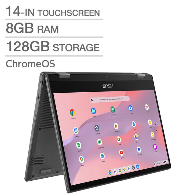 ASUS CM1 Flip 14-in 2-in-1 Touchscreen Chromebook Bundle, MediaTek Kompanio 520 – 8GB RAM, 128GB Storage Y0