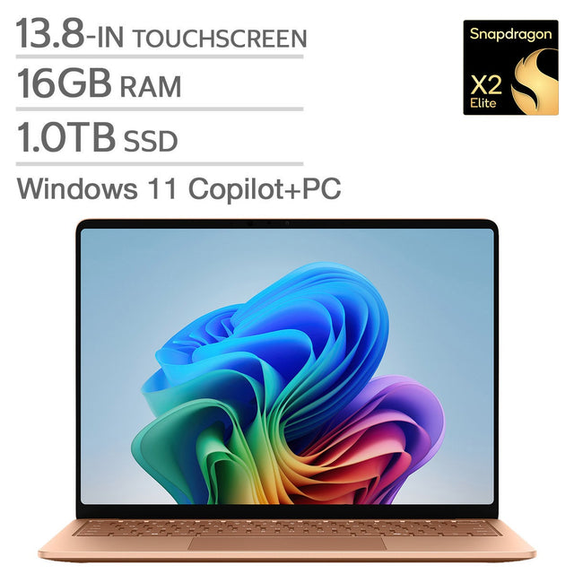 Microsoft Surface 13.8-in. Copilot+ PC Touchscreen Laptop, Qualcomm Snapdragon X2 Elite - 16GB RAM, 1 TB SSD - Dune L2