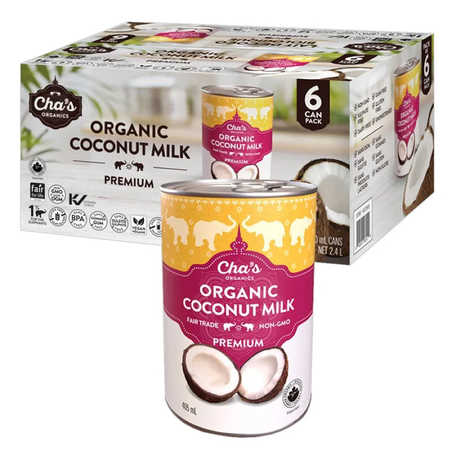Cha's Premium Organic Coconut Milk, 6 × 405 mL Y1