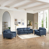 Prospera Home Jensen Top-grain Leather Sofa and 2 Chairs