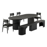 Round Transformer Table with Bench and 4 Chairs