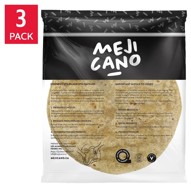 Mejicano 12" Whole Wheat Tortillas, 3 × 10-count G8