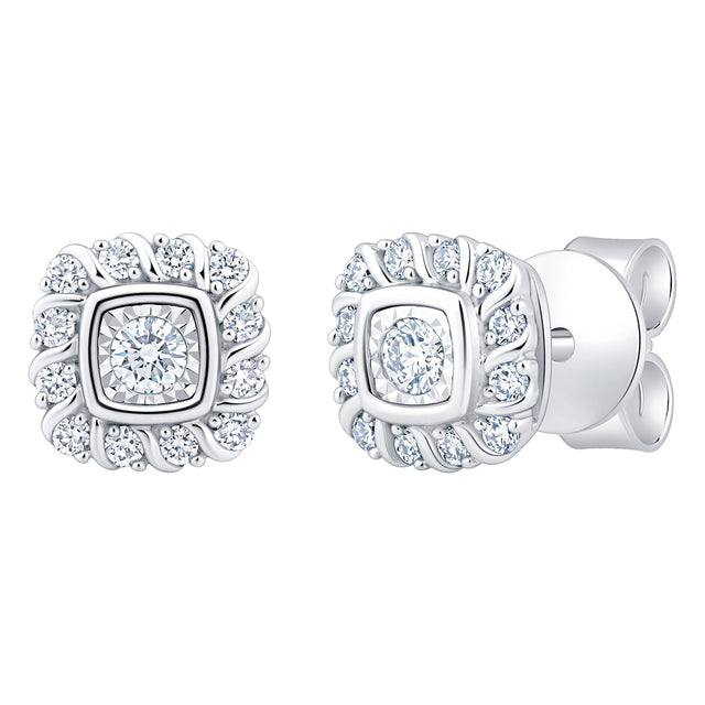 Round Brilliant Diamond Halo Earrings (0.22 ctw) R9