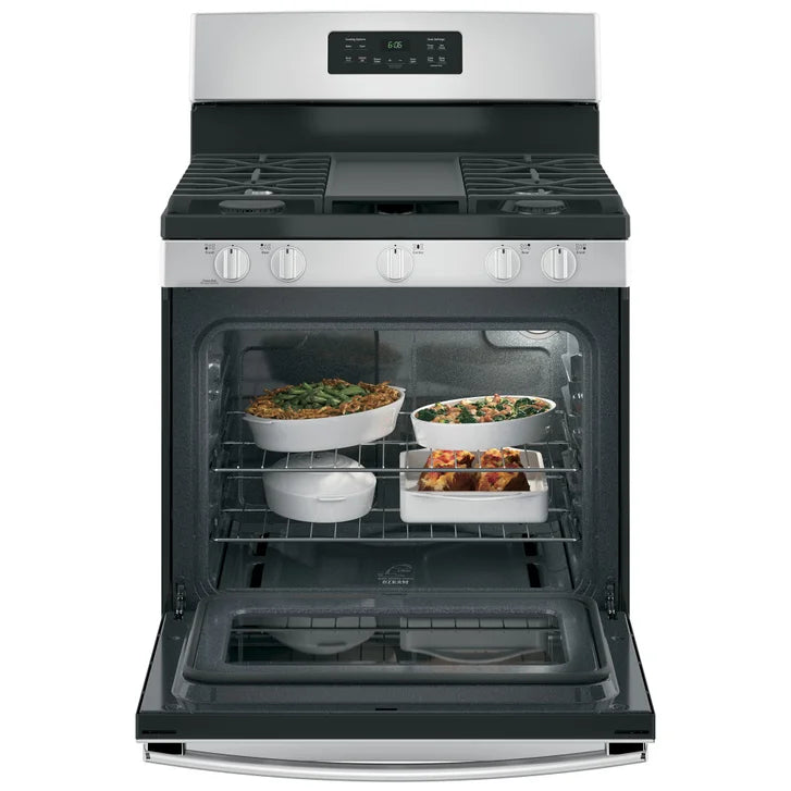 GE Stainless Steel 30 in. Freestanding Steam Clean Natural Gas Range