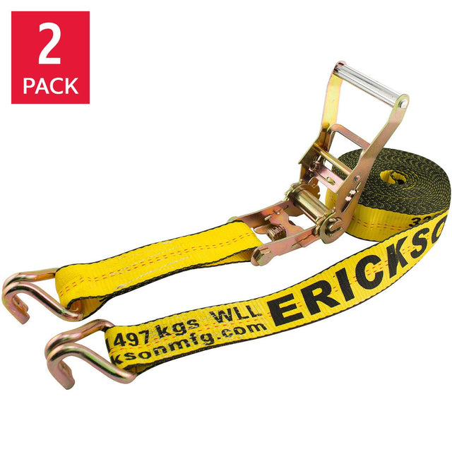 Erickson 8.2 m (27 ft.) Ratchet Strap with Double J Hooks 2-pack G2