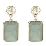 Natural Light Green Jade Drop Earrings