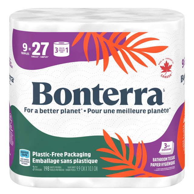 Bonterra Bathroom Tissue 3 ply, 45 Rolls x 198 Sheets S9