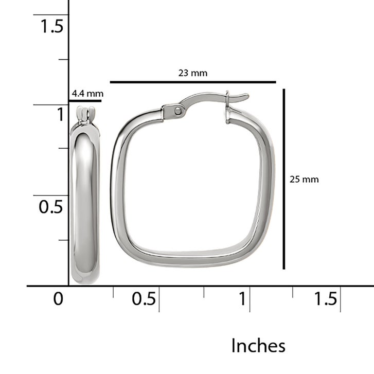 High Polish Square Half Round Hoop Earrings