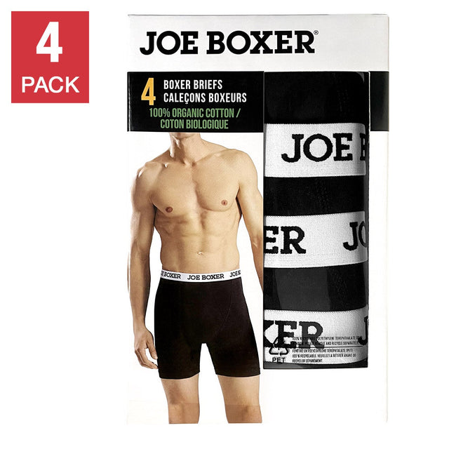 Joe Boxer Men's Organic Cotton Boxer Briefs, 4-pack Z7