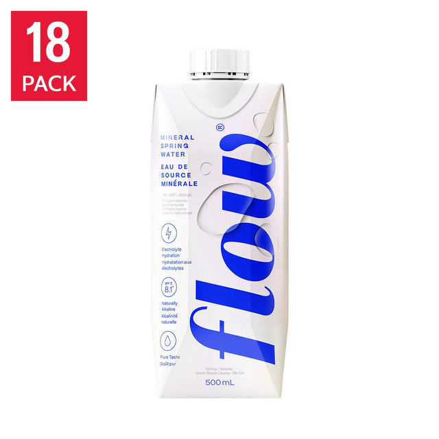 Flow Naturally Alkaline Original Spring Water, 18 x 500 mL X3