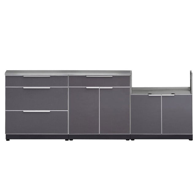 NewAge Products 4-piece Outdoor Kitchen Aluminum Set with 3-drawer Cabinet L5