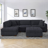 Thomasville Miles 3-piece Left-hand Facing Fabric Sectional with Storage Ottoman