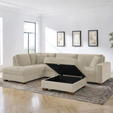 Thomasville Miles 3-piece Left-hand Facing Fabric Sectional with Storage Ottoman