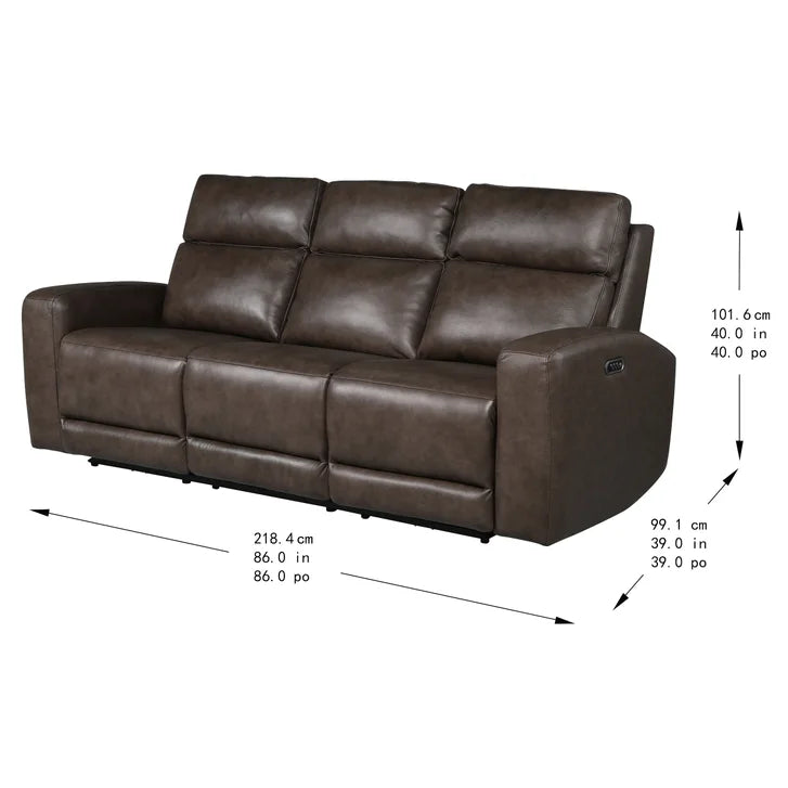 NiceLink Marlowe Top Grain Leather Power Sofa with Lumbar Support
