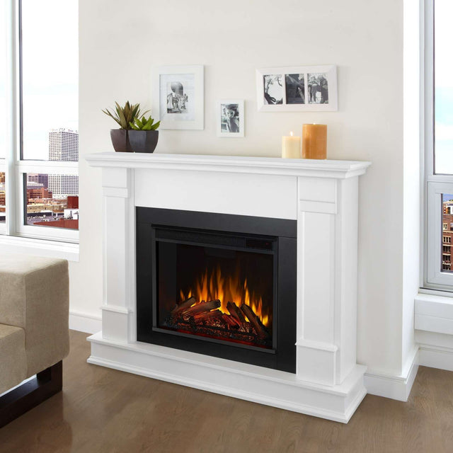 Real Flame Silverton White Mantel Electric Fireplace E6
