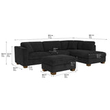 Thomasville Walsen 3-piece Fabric Sectional with Storage Ottoman