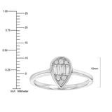 Round Brilliant and Baguette Diamond Pear Shaped Ring (0.13 ctw)