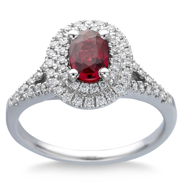 Oval Cut Ruby and Diamond Ring (0.36 ctw) G8