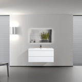 SERA CAPRI Glossy White Wall-Hung Vanity with Glossy White Polymarble Countertop