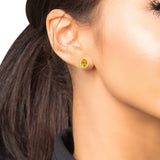 Oval Cut Citrine and Diamond Earrings (0.28 ctw)