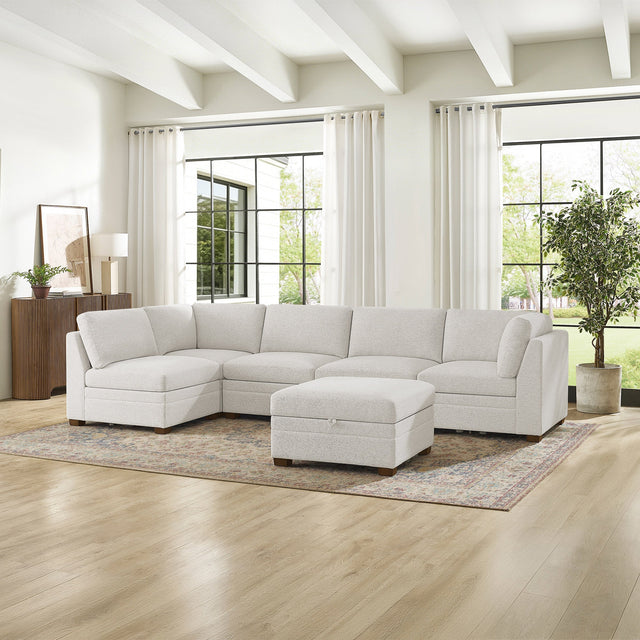 Thomasville Tisdale 6-piece Fabric Sectional with Storage Ottoman I9