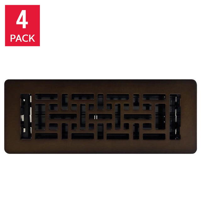Manor House Rubbed Bronze Low Profile Floor Registers, 4-pack F2